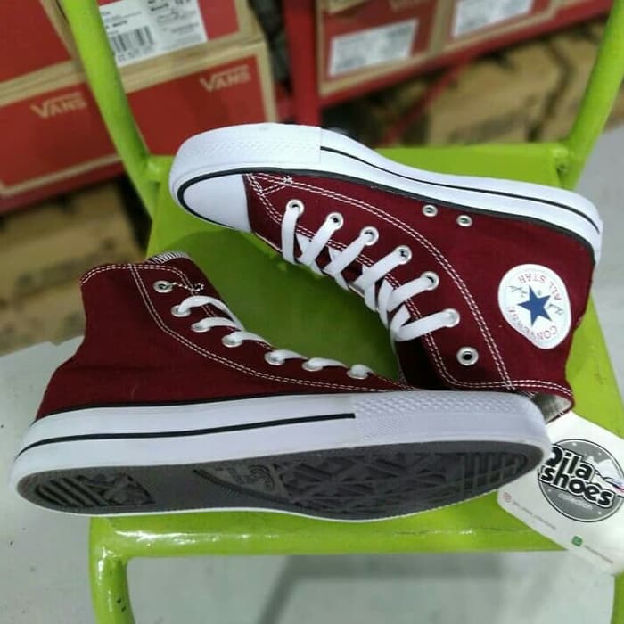 converse merah maroon tinggi