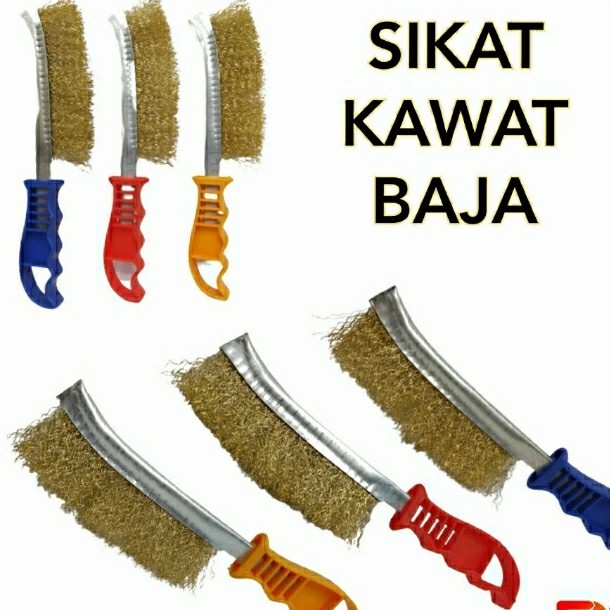 Sikat Kawat Baja Kuningan/ Gagang Golok Bengkok Plastik/ Knife Brushes