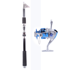 2.7 M Paus Super Ringan Portable Carbon Tongkat Pancing + Rocker Reel Kumparan Memancing Kapal Ikan Reel Rod Laut Berputar Roda Line gear YL6000 (Biru)