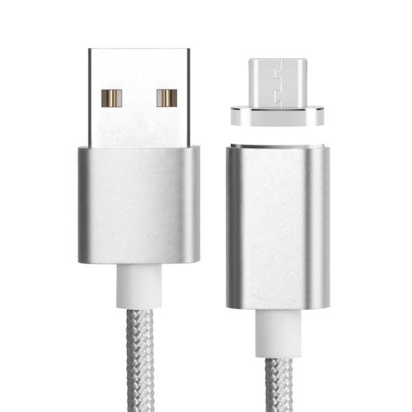 1.2 M Gaya Menenun 5 V 2A Micro USB untuk USB 2.0 Magnetic Data/Charger Cable untuk Samsung, HTC, LG, Sony, Huawei, Lenovo dan Smartphone Lainnya (Perak)-Intl