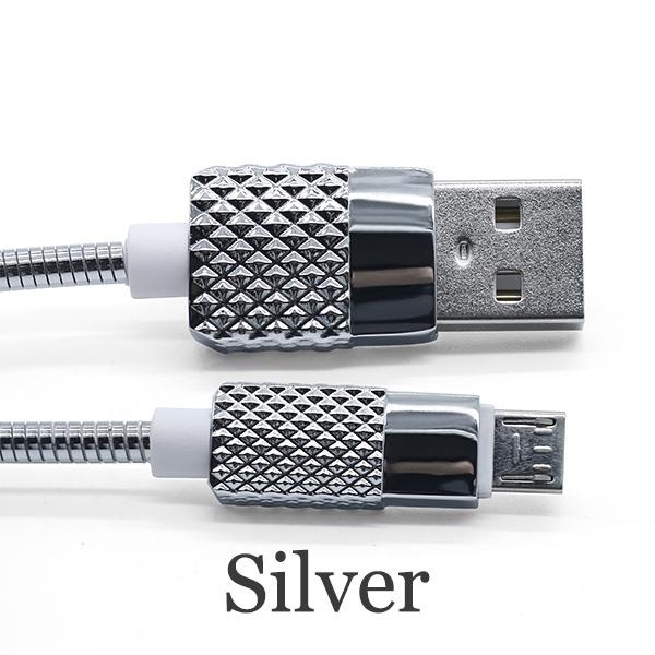 1 M Metal Jacket Lightning/Micro USB Kabel Sinkronisasi Data dan Pengisian Cepat Kabel Charger Fleksibel untuk IPhone 5 /5 S/6/6 Plus/6 S/7/7 Plus Warna: Silver Model: Android-Intl