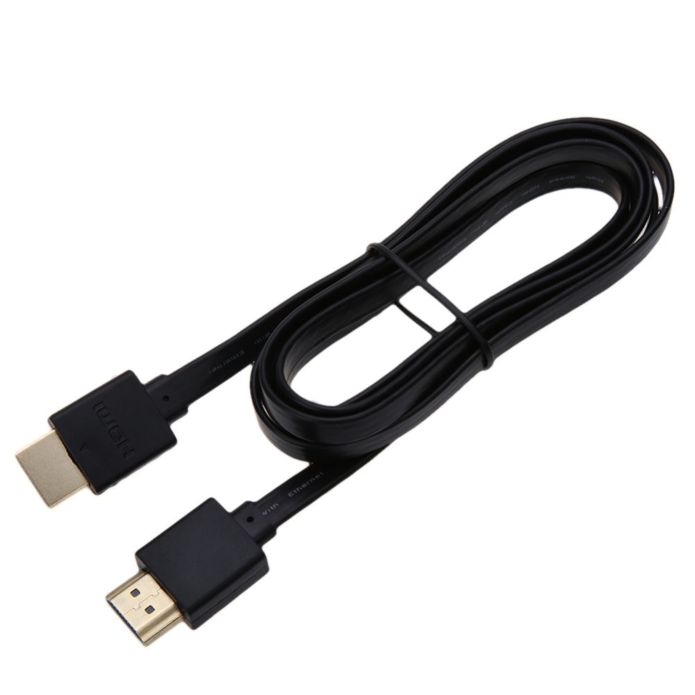 Versi 1.4 Tinggi Kecepatan HDMI Pria untuk HDMI Pria Datar Kabel dengan Ethernet (Hitam)-Internasional