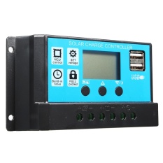 10/20/30A 12/24 V LCD PWM Solar Charge Controller Regulator Baterai 2 USB Backlit 20A -Intl