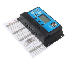 10/20/30A 12/24 V LCD PWM Solar Charge Controller Regulator Baterai 2 USB Backlit- INTL
