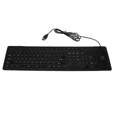 109 Kunci USB Karet Silikon Tahan Air Fleksibel Keyboard Dapat Dilipat untuk PC (Hitam)-Intl