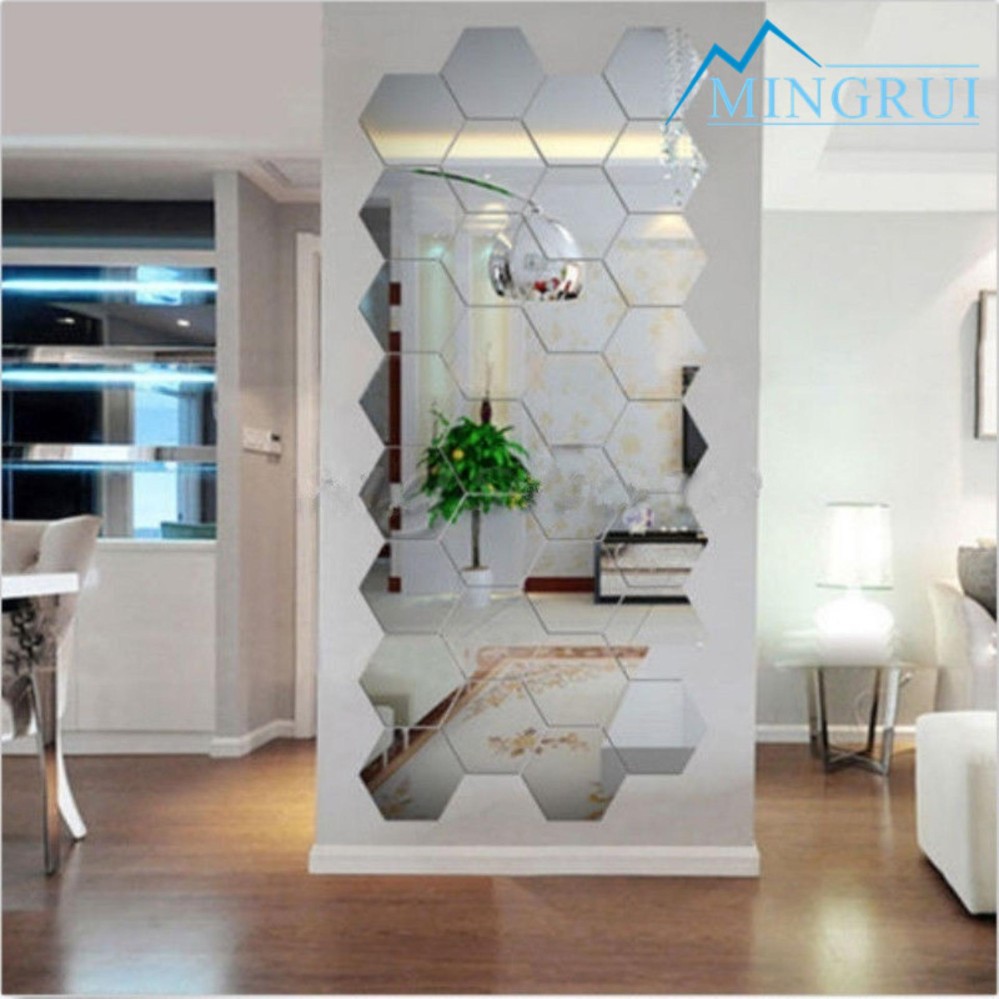 12PCS DIY 3D Removable Hexagon Shaped Mirror Wall Sticker Decal
Mural Home Room - intl
