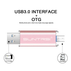 128 GB Komputer Android Mobile 2 In 1 Orisinalitas Logam Warna Cerah OTG Double Plug USB Drive (Pink) -Intl
