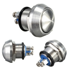 12 Mm Baja Anti Karat Dome Round Top Sesaat Tombol Tekan Baut Ganti Terminal Perak-Intl