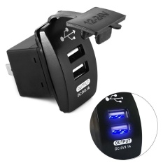 12 V 3.1A LED Dual 2 Port USB Soket Daya Mobil Plug Chargers Adaptor + Kawat-Internasional
