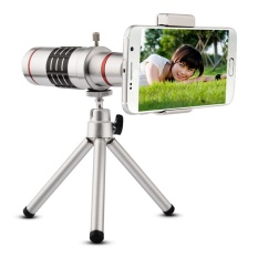 18X Zoom Phone Telescope Lensa Kamera Telephoto + Tripod + Aluminium Protective Shell Universal untuk IPhone Ponsel Android- INTL