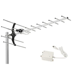 1 BYONE 80 Mil Digital Amplified Outdoor/Roof HDTV Antena dengan Power Supply Kotak, Performa Tinggi untuk UHF Band-Intl