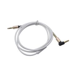 1 M AUX Laki-laki untuk Laki-laki Emas Berlapis Kabel Kabel Audio dengan Mikrofon 3.5 Mm L-90 bentuk Musim Semi Lindungi Telepon Mobil Pembicara-Internasional