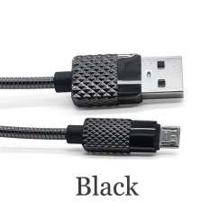 1 M Metal Jacket Lightning/Micro USB Kabel Sinkronisasi Data dan Pengisian Cepat Kabel Charger Fleksibel untuk IPhone 5 /5 S/6/6 Plus/6 S/7/7 Plus Warna: Hitam Model: Android-Intl