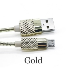 1 M Metal Jacket Lightning/Micro USB Kabel Sinkronisasi Data dan Pengisian Cepat Kabel Charger Fleksibel untuk IPhone 5 /5 S/6/6 Plus/6 S/7/7 Plus Samsung Ponsel Android Warna: Golden Model: Android-Intl