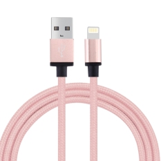 1 M Gaya Tenun Kepala Logam 58 Core 8, Jadilah Yang Pertama For USB 2.0 Data/kabel Charger untuk IPhone 6 S dan 6 S Plus, IPhone 6 dan 6 Plus, IPhone 5 dan 5 S, IPad Air (Berwarna Merah Muda)