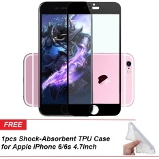 1pcs BYT Full Cover Tempered Glass for Apple iPhone 6/6s 4.7inch (Black)+1pcs 1pcs TPU Shock-absorbent Soft Cover Case for Apple iPhone 6/6s 4.7inch (Clear)