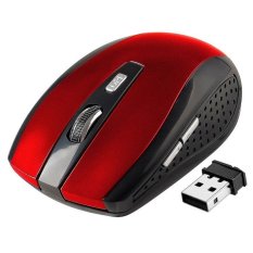 YBC 2.4GHz Wireless Optical Mouse Dengan 2.0 USB Receiver untuk PC Laptop warna Merah