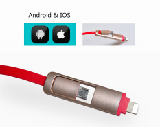 2 In 1 USB Umum Kabel Data Pengisi Daya untuk iPhone 5 S 6 Ponsel Android (Merah)