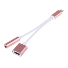 2 In 1 Petir untuk 3.5 Mm Audio Adaptor Headphone dengan Kabel Pengisi Daya untuk iPhone 7/7 Plus Warna: Mawar Emas-Intl