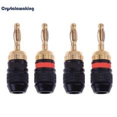 2 Pair 4 Pcs 24 K Gold Plating Audio Speaker Tembaga Murni Colokan Pisang (Emas)-Intl