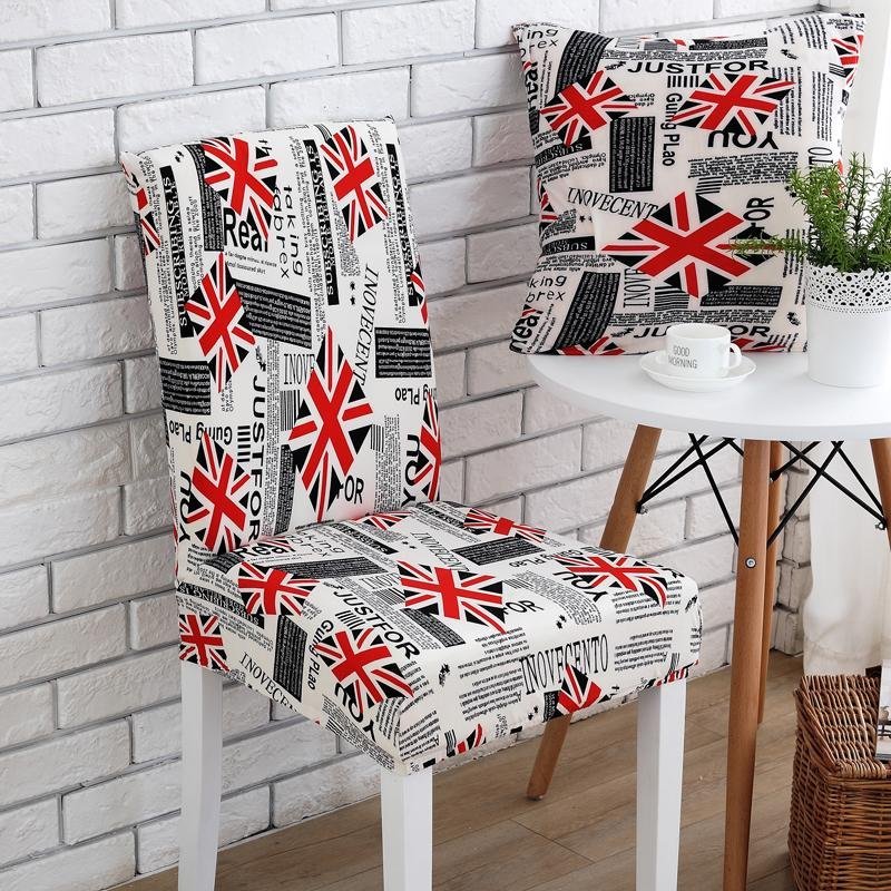 2pcs Check Flag Stretch Banquet Slipcovers Dining Room Chair Covers Seat Cover NO.4