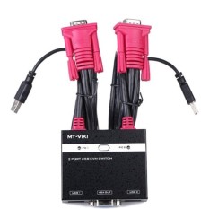 2 Port USB KVM Switch with Cables and Remote and 2 VGA USB Cablesup to 1920x1440 - intl
