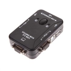 2 Port USB2.0 KVM VGA/SVGA SwitchBox + Cables for PC Mouse KeyboardMonitor - intl