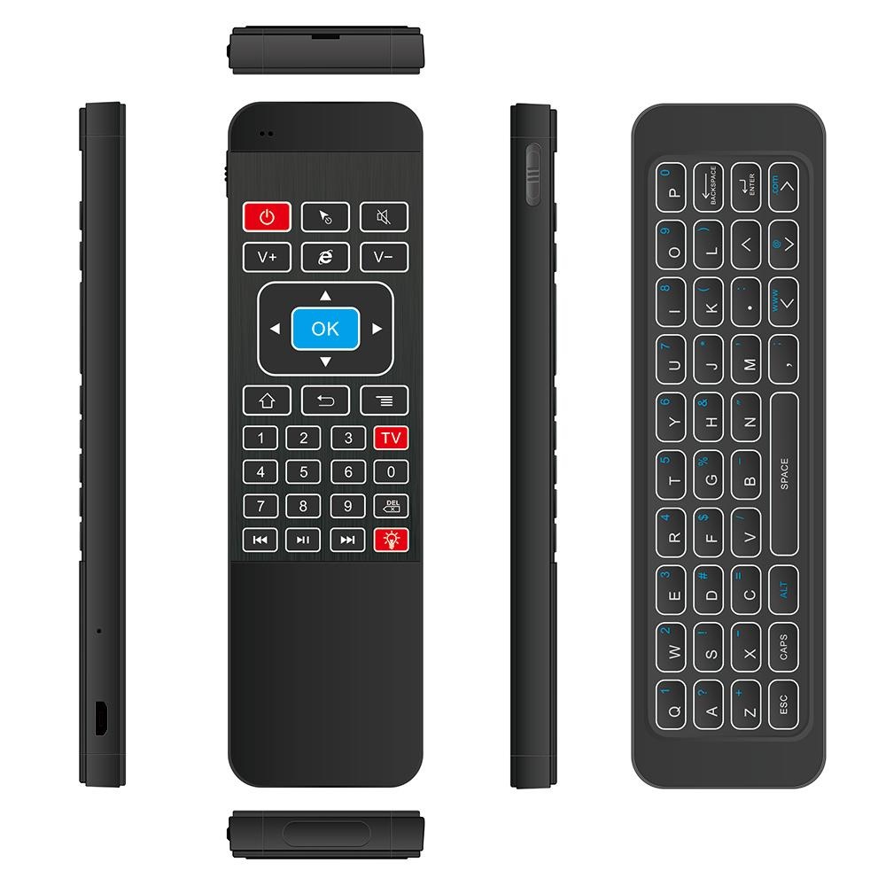2.4G Backlight Air Mouse Wireless Keyboard 6-Axis Sensor Remote Control IR Belajar untuk Smart TV Android TV Kotak Mini PC-Intl