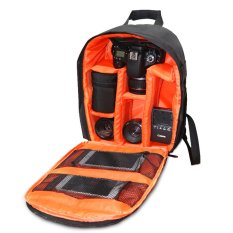 2016 Baru DSLR Ransel Tas Kamera untuk Canon SX50 SX60 6D 70D 60D 100D 500D 550D 600D 650D 700D 1100D (HITAM dengan Orange)