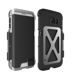 2016 BARU R-JUST ARMOR KING Iron Man Keren Luxury Metal Aluminium Shockproof Case Cover untuk Samsung Galaxy S6 EDGE- Silver & Black-Intl