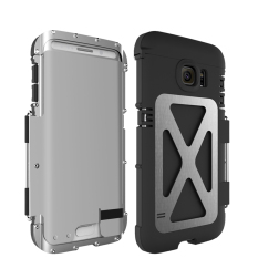 2016 BARU R-JUST ARMOR KING Iron Man Keren Luxury Metal Aluminium Shockproof Case Cover untuk Samsung Galaxy S6 EDGE- Silver-Intl