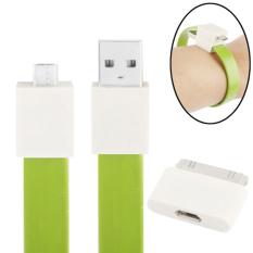24 Cm 2 Dalam 1 Gelang Gaya Mikro Usb Transfer Data & Pengisian Kabel Mie + 30 Jarum Adaptor, untuk iPhone, Samsung, HTC, Sony, Lenovo, Huawei, dan Ponsel Pintar Lainnya (Hijau) -Internasional