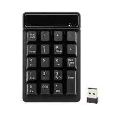 2.4 GHz Wireless Numeric Keypad Mechanical Feel Nomor Pad Keyboard 19 Tombol W/USB Receiver Tahan Air untuk Laptop Desktop PC Notebook Hitam-Intl
