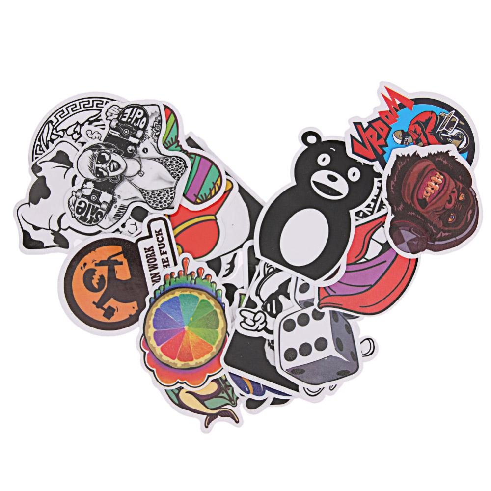 25 Pcs Doodle Stiker Buatan Sendiri Skateboard Grafiti Mainan Stiker Laptop Sepeda (Cokelat Kehitaman)-Satu Ukuran-Intl