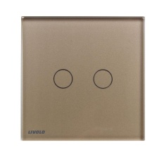 2 Geng 1Way 110 V 220 V Lampu Sentuh Lampu Sentuh Panel Kaca Kristal Emas-Internasional