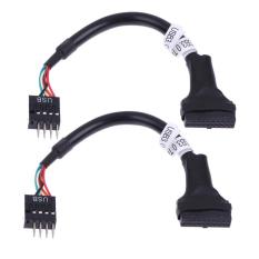 2 Pcs 20/19 Pin USB3.0 Wanita Sampai 9 Pin USB2.0 Pria Motherboard Kabel-Intl