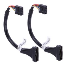 2pcs USB 3.0 20 Pin Male to USB 2.0 9 Pin Motherboard Female Cable - intl(Black)