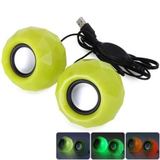 2 Pcs USB Powered LED Bersinar Stereo Speaker untuk Ponsel PC Notebook MP3 MP5 PSP Digunakan Di Rumah Party Disco Ballroom Bar Stage Club-Intl