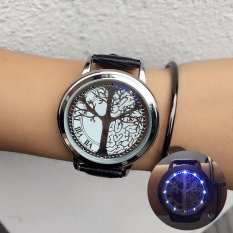 2 * PcsFashion Kreatif Konsep Personalized Kulit Sederhana Tahan Air LED Pria dan Wanita Pelajar Pecinta Watch Grosir-Intl