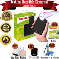 2TB HDD Toshiba Canvio Basic Harddisk External - Black - GRATIS Flashdisk 32Gb Toshiba + Otg Mini Reader + Pouch Harddisk + Cleaning Kit ( Pembersih PC & Notebook )