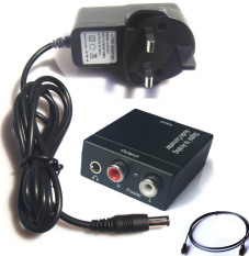 3,5 mm jack adaptor konverter untuk DVD TV Inggris steker Digital optik koaksial Toslink untuk sinyal Audio Analog RCA L/R - International