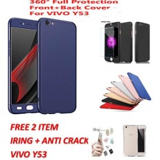 3 IN 1 CASE HARDCASE RUBBED 360 BABY SKIN EXCLUSIVE DEGRESS FULL BODY PROTECTION PHONE CASE WITH TEMPERED GLASS FOR VIVO Y53 - RANDOM COLOR FREE 2 ITEM IRING + ANTI CRACK VIVO Y53(Multiwarna)
