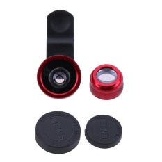 3-In-1 Mata Ikan + Wide Angle + Makro Lensa Kamera Kit untuk Ponsel Pintar (Merah)-Intl