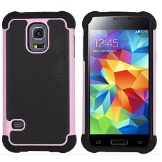 3-In-1 Butiran Sepak Bola Combo Cover Case With Pelindung Layar And Pena Sentuh untuk Samsung Galaxy S5 Mini Berwarna Merah Muda