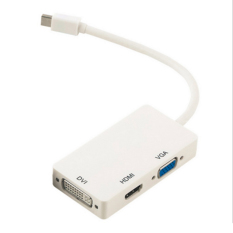 3-In-1 Thunderbolt Mini Menampilkan Port Mini DP Male Untuk HDMI Konverter Adaptor Perempuan DVI VFA Kabel Untuk Apple MacBook Air Pro MDP (Putih)
