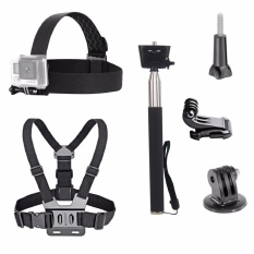 3 In 1 Universal Waterproof Action Camera Aksesoris Bundle Kit-Head Strap Mount/Chest Harness/Selfie Stick untuk Olahraga Action Camera-Intl