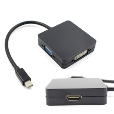 3 In 1 mini Display Port Dp Petir untuk Dvi Vga HDMI Kabel Adaptor untuk MacBook Portable Hitam-Intl