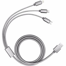 【3 Di 1】SLGOL PowerLine USB 2.0 (4ft) Kabel Pengisian dengan Micro USB, USB Tipe C, Kabel Pencahayaan Beberapa Nilon Dikepang Kompatibel untuk IPhone 5/5 S/5C 6/6 S Plus, Mac Terbaru, Ponsel Android, Nylon Dikepang-Internasional