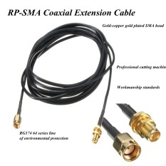3 M 10ft RP-SMA Male To Female Konektor Antena Wifi Extension Cable Black KAMI-Internasional