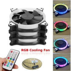 3-Pack Komputer Bungkus PC Kipas Pendingin RGB Menyesuaikan LED 120 Mm Tenang Cooler IR Remote